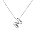 Collana in acciaio inox argento con pendente a lettera Z a bolla 3D e dettagli stelle - Lettera Argento Z