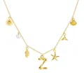 Collana placcata oro 18 carati stile spiaggia con lettera Z e vari ciondoli marini - Lettera Z / Oro
