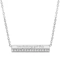 Collana con barra orizzontale in acciaio inossidabile argento con cristalli. - You fucking got this-Argento