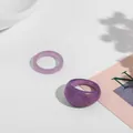 Detailed view of trendy purple acrylic rings set with marbled texture and glitter finish - Two-Piece Set / Purple Cloud Texture 2 Piece Set (R176_10)