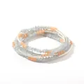 Detailed view of a multi-layer beaded bracelet with grey and peach crystal beads - Grey Beaded Style (B329_10) / Gray