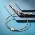 Elegant minimalist brown handmade woven cord bracelet featuring a golden unicorn charm - Unicorn (B357_15) / Brown Unicorn