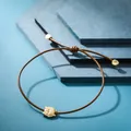 Elegant handmade woven owl bracelet featuring brown cord and gold finish accents - Owl (B357_4) / Dark Brown Owl