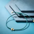 Bracciale intrecciato verde scuro minimalista con ciondolo ad ancora - Ancora Verde Scuro