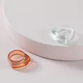 Minimalist clear and amber acrylic resin rings in a stylish trendy set for women - Transparent Amber Acrylic Ring Set (R176_14)