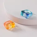 Transparent colorful acrylic ring set with irregular geometric design for women - Blue Purple Orange Geometric Ring Set (R176_3)