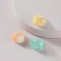 Chunky acrylic resin rings set in pastel colors yellow orange and mint green jewelry - Light Tone Marble Pattern 3 Piece Set (R176_4)