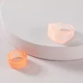 Translucent acrylic ring set featuring peach marble and orange resin bands design - Pink Orange Marble Pattern Transparent Orange Set (R176_5)