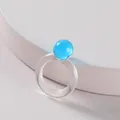 Minimalist clear acrylic ring with a vibrant sky blue spherical bead decoration SKU - Blue Round Ball Decor Transparent Ring (R177_5)