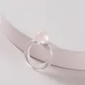 Minimalist transparent acrylic ring featuring a smooth pink spherical bead decorative design - Pink Round Ball Decor Transparent Ring (R177_6)