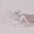 Elegant and modern transparent acrylic chunky ring featuring a bold geometric design - Minimalist Geometric Transparent (R179_10)