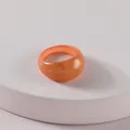 Chunky orange acrylic resin ring with smooth dome finish for trendy summer outfits - Orange Amber Pattern Dome Wide Ring (R179_6)