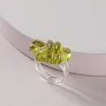 Fashionable acrylic ring featuring an olive green knotted translucent top and clear band. - Green Knot Decor Transparent Ring (R182_3)