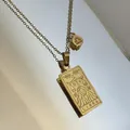 Κομψό vintage μενταγιόν Ζυγός από ανοξείδωτο ατσάλι με κάρτα ταρώ σε χρυσό χρώμα - Ζυγός (11711_9)