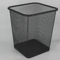 Schwarzer Papierkorb aus Metalldrahtgeflecht für Büro oder Zuhause mit quadratischem Rand - Quadratisch Schwarz (Klein) / 23x30x18cm / Schwarz
