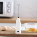 Handheld electric milk frother with stainless steel whisk for making coffee and eggs - White