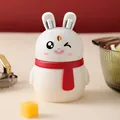 Cute cartoon rabbit-shaped automatic pop-up toothpick holder in white with red scarf accent - White Rabbit