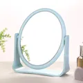 Ovaler Tisch-Make-up-Spiegel in Hellblau aus umweltfreundlichem Weizenstroh-Material - Rund / Blau
