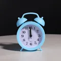 Minimalist light blue twin-bell silent alarm clock for student bedroom bedside table decor - Blue