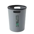 Minimalistische grijze ronde plastic prullenbak met dubbele handgrepen en zwarte ring - L / Grijs