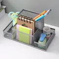 Schreibtisch-Organizer aus silbernem Metallgeflecht mit mehreren Fächern für Büro - 4 Fächer / Silber