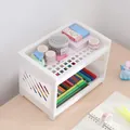 Compact white double-layer desktop organizer shelf for stationery and small items - L / 84 Pieces per Carton / White