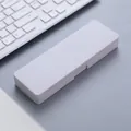 Caja de papelería minimalista de plástico púrpura claro para almacenamiento escolar DIY - Gris