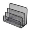 Schwarzer Schreibtisch-Organizer aus Metallgitter mit 3 Ebenen für Büro und Schreibwaren - Brief-Organizer