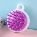 Purple silicone scalp massage brush for hair washing and effective deep scalp cleaning - Bag Packaging / Purple