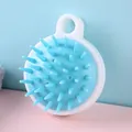 Professional blue silicone scalp massager shampoo brush with soft bristles and hanging loop - Bag Packaging / Blue