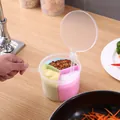 3-compartment circular plastic seasoning storage box with clear lid and spoon for kitchen - Round 3 Compartments / Colorful