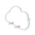 Cute cartoon cloud-shaped wall-mounted mirror featuring a white frame and pink hooks - Pink