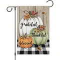 Double-sided Thanksgiving garden flag with white and orange pumpkins and grateful text - Thanksgiving Pumpkin Style (TM-2762)