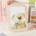 Aesthetic wavy pink desktop makeup mirror perfect for dormitory or bedroom vanity - Pink
