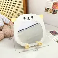 Cute white cartoon sheep-shaped desktop makeup mirror, portable 18x18cm size design - White