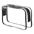 Borsa da toilette grande in PVC trasparente impermeabile con finiture in nero opaco - 15 Seta (18*11.5*5) / Trasparente - Bordo Nero