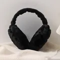 Hochwertige weiche schwarze Plüsch-Winterohrenschützer mit faltbarem Design für mehr Wärme - Schwarz
