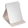Tragbarer faltbarer Schminkspiegel mit hochwertigem rosa PU-Leder für den Tisch. - Kartonverpackung / L / Weiß