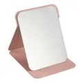 Tragbarer rosa Klappspiegel mit verstellbarem Ständer aus PU-Leder für den Schreibtisch - Kartonverpackung / L / Rosa