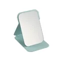 Tragbarer hellblauer PU-Leder-Schminkspiegel zum Zusammenklappen für Tisch und Reise - Kartonverpackung / M / Grün