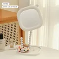 Creamy white pearl-style desktop makeup mirror with jewelry tray base - White