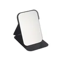 Tragbarer klappbarer Schminkspiegel mit schwarzem PU-Lederbezug für den Schreibtisch - Kartonverpackung / M / Schwarz