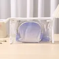 Set of 3 portable waterproof blue gradient woven makeup bags for travel and storage - Three-Piece Set / Peacock Blue Set