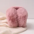 Soft pink faux fur earmuffs for winter warmth, cozy foldable design for cold days - Long Plush Style / Dusty Rose (Long Plush)
