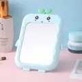 Cute light blue cartoon desktop makeup mirror with sprout stand for student dormitory - Blue