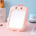 Cute pink cartoon desktop makeup mirror with sprout decor for student dormitory use - Pink