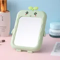 Cute green sprout-themed desktop makeup mirror with a foldable stand for students - Green