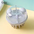 Gray silicone scalp massager brush with dual liquid dispenser and transparent lid - Gray