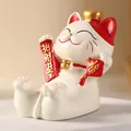 Niedliche weiße Maneki-neko Glückskatze Figur für Dekoration und Schreibtisch - Glückskatze (HK002A Reichtum Bringen)