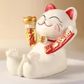 Süße weiße und goldene Maneki-neko Glückskatze Figur für Heim- und Tischdekoration - Glückskatze (HK002B Fließender Reichtum)